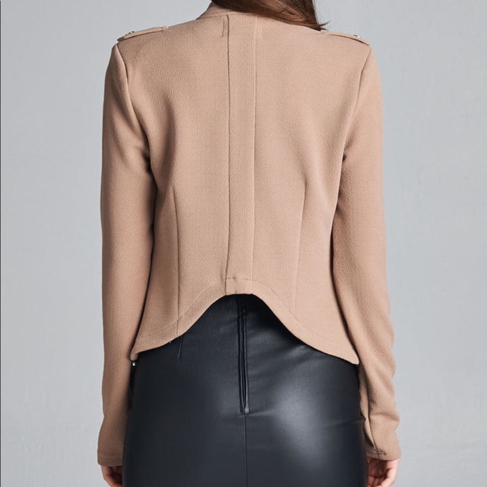 BRAND NEW Khaki COLORED Long Sleeve Moto Jacket - Picture 3 of 3